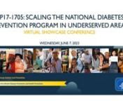 DP17-1705 Virtual Showcase Conference Closing RemarksnnPresenter:nPatricia Schumacher, Program Implementation Branch Chief, Centers for Disease Control and Prevention, Division of Diabetes TranslationnnThe DP17-1705 Scaling the National Diabetes Prevention Program in Underserved AreasnVirtual Showcase Conference serves as the Centers for Disease Control and Prevention&#39;s interactive virtual experience culminating and showcasing the work accomplished over the past 5+ years under the DP17-1705 coop
