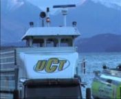 A short clip - documentary style - of a pair of Volvo livestock truck and trailer combinations crossing Lake Wanaka by barge to a remote back-country station to pick up a load of deer.nThis is a clip from the Truck Files V - Hard Yards DVD.