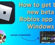 Watch on YouTube: https://www.youtube.com/watch?v=37YkidhGqg4nnSo, as you may know, there&#39;s a beta for a new Roblox app, but how exactly do you get it if your not one of the 1% eligible to get it? I&#39;m going to show a working workaround [it does have one downside though] in this video. Leave a like if it helped and leave a comment if your having trouble.nnThanks for watching today&#39;s video, I hope you enjoyed it!nnMAKE YOUR VIDEOS BETTER WITH TUBEBUDDY (Affiliate link) ▶ https://tubebuddy.com/Ga