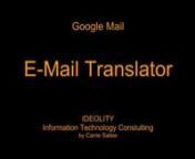 Google Mail has a built in translator that allows you to translate incoming message from some other language to yours.This video shows how.We will translate one that came in Hebrew and one that is in Chinese.To start, you must first turn on the feature.