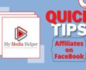 We Have a Quick Tip For You! Enjoy!nnMake SURE To Get Your FREE 60-PAGE My Media Helper WordPress and GetResponse eBOOK:nn � � - https://www.mymediahelper.com/wordpress-getresponse-ebooknnMy Media Helper Quick Tips - How To Find Affiliate Marketing Links Through Your FaceBook FeednnPlease LIKE, SHARE, and JOIN the Channel. This is the only way I&#39;ll be able to put content out quicker and more consistently. I promise we will award you for it! Thank You!nnBE MY FRIEND:nnCheck this out!nnhttp://