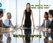 Visit Our Website: https://www.synergisticit.com/machine-learning-training-bay-area-ca/nWhy Should You Pursue A Machine Learning Career?nIt is anticipated that Machine Learning &amp; Artificial Intelligence will create a whopping business worth 4 billion US dollars by the end of 2022. Indeed.com, one of the leading job portals, claims that ML professionals are in high demand &amp; they are getting extravagant salary packages. On average, a Machine Learning programmer can earn up to &#36;146,085 per