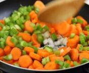 Heat olive oil in a large skillet over medium-high heat.Add onions, carrots, and celery; cook for 4 minutes.