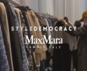 Video by Pocket Change ProductionsnnThe Max Mara Sample Sale powered by StyleDemocracy was held in Toronto in November 2020. If you didn&#39;t attend the event check out what you missed!nnSign up to Styledemocracy.com to never miss another online or in-person warehouse sale event again!