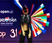 Personal top 31 of chosen songs for 2021&#39;s Eurovision Song Contest as of 10th March 2021. nnAlbania: Anxhela Peristeri - KarmanAustralia: Montaigne - TechnicolournAustria: Vincent Bueno - AmennBelarus: Galasy ZMesta - Ya nauchu tebya (I&#39;ll Teach You)nBelgium: Hooverphonic - The Wrong PlacenBulgaria: Victoria - Growing Up Is Getting OldnCroatia: Albina - Tick-TocknCyprus: Elena Tsagrinoú - El DiablonCzech Republic: Benny Cristo - OmaganDenmark: Fyr &amp; Flamme - Øve Os På HinandennEstonia: Uk