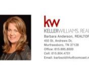 2615 Elam Rd Murfreesboro TN 37127 &#124; Barbara AndersonnnBarbara AndersonnnWe love Real Estate, the wonderful world of bringing buyers and sellers together in order for both parties to have a need fulfilled.nnbarbsoldit4du@comcast.netn6158044701nnhttps://real3dspace.com/3d-model/2615-elam-rd-murfreesboro-tn-37127/skinned/nnhttps://my.matterport.com/show/?m=q4d6ECstwidnn2615 Elam Rd Murfreesboro TN 37127 &#124; Barbara AndersonnnWhy Choose Real 3d Space?nnThe Game Changer &#124; The Package That Has It Allnn