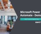 Power Automate (Formerly known as Microsoft Flow), is cloud-based software that allows users to create and automate workflows and tasks across over 220 applications and services without help from developers. To create a workflow, the user specifies what action should take place when a specific event occurs. Once a workflow is built, it can be managed on the desktop or through your mobile device.