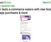 https://www.morningdough.com/?ref=ytchannelnGet the daily newsletter in your inbox:nnRead the full newsletter here:nhttps://www.morningdough.com/stories/twitter-tests-e-commerce-with-new-feature/nnMorning Dough (22/03/2022) - Twitter tests e-commerce waters with new feature for in-app purchasesnnGood morning!nnIn today’s edition:nn� Lawsuit claims Google’s ‘Order Online’ button directs customers away from restaurants’ sites.n� Google: Hreflang Does Not Give You a Ranking Boost.n�