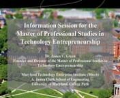MPS in Technology Entrepreneurship: Information Session from mps technology