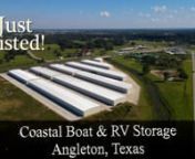 Coastal Boat &amp; RV Storage is a 191,294 net rentable square foot Boat &amp; RV storage facility located in Angleton, Texas, a coastal community about an hour south of downtown Houston. The property sits on approximately 20.34 acres of land and consists of 376 enclosed units. There are 9 single story metal framed buildings with concrete driveways. The property was constructed in two phases between 2017 and 2020. There are several first-class amenities that are commensurate with the high-end bo