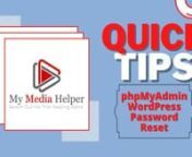 We Have a Quick Tip For You! What happens if you forget your WordPress Login Information and can&#39;t access the original email you set up the account with. I give you a solution to using phpMyAdmin. Enjoy!nn� HELPFUL LINK: https://wordpress.org/support/article/resetting-your-passwordnnMake SURE To Get Your FREE 60-PAGE My Media Helper WordPress and GetResponse eBOOK:nn � � - https://www.mymediahelper.com/wordpress-getresponse-ebooknnPlease LIKE, SHARE, and JOIN the Channel. This is the only