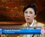 Thailand’s first female Prime Minister, Her Excellency Yingluck Shinawatra talks about the opportunity she was given by the Thai people in this short clip from UNDP’s new documentary film about women’s political empowerment. nnนายกรัฐมนตรี นางสาวยิ่งลักษณ์ ชินวัตร: นายกรัฐมนตรีหญิงคนแรกของประเทศไทย นางสาวยิ่งลักษณ์ ชิน