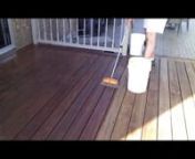 Watch this video to find out how to dramatically reduce the amount of time it takes to stain your deck and with less effort. Instead of using a regular 3 or 4 inch hand-held paint brush for those long sections of flat decking that seem to take forever to brush out, use a