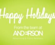 Happy Holidays from the team over at ANDERSON Advertising and Public Relations.nnCredits:nWritten by Laurie SantaLucia and Lauren StreiffnDirected, Edited, and Shot by JJ ChalupniknG&amp;E, and Swing Crewman by Brett DellandrenProduced by ANDERSON Advertising and Public RelationsnFinal Audio Mixing by AudioEnginennShot with ARRI ALEXAnEquipment rentals from MP&amp;EnnThanks for watching!