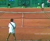 [Featured in CNN Open Court and Guardian] Michael Chang&#39;s famous underhand / drop / underarm service vs World No.1 Ivan Lendl at 1989 Roland Garros fourth-round match.The flick of the wrist shocked his opponent.The 17-year old player at the time was exhausted and cramped so he used the simple trick to change the rhythm of play.The shot is one of the most amazing in history.At match point,he came near the T-line while waiting for Lendl&#39;s serve and then won.Chang later explained,