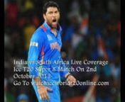 Live Coverage : http://www.watchiccworldt20online.com Worldcup T20 2012 India vs South Africa Live Match Tue 2nd OctIcc WorldcT20 2012 23th Match India vs South Africa Group 2 Timing : 14:00 GMT (7:30: SLST) On Tuesday October 2nd 2012 Venue : R. Premadasa Stadium, Colombo So do not miss this exciting match hope you’ll get more fun and enjoyments by watching this exciting match between Two Bigs TeamsIndia vs South Africa Live Streaming Click Here : http://www.watchiccworldt20online.com/