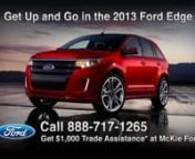 The 2013 Ford Edge is a sleek and solid SUV. It boasts a new voice activated system of advanced technology that changes the way you operate your vehicle, such as MyFord Touch that makes it safer to drive and communicate. The design of the car features the front grille, smooth lines and shapes, and a great style. The Ford Edge has a 3.5 liter V-6 engine with 285 horsepower, and an EcoBoost engine, at an awesome 30 mile per gallon cost efficiency.nnThe interior of the Ford Edge shows the two tone