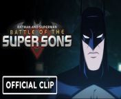 A Starro-possessed Batman attacks his son Damian Wayne in this exclusive clip from Batman and Superman: Battle of the Super Sons.&#60;br/&#62;&#60;br/&#62;Legacies must rise to unearthly challenges as the children of Batman and Superman are charged with saving their famous fathers – and the world – in Batman and Superman: Battle of the Super Sons. Warner Bros. Animation’s first-ever all-CG animated, feature-length film will be available from Warner Bros. Home Entertainment on 4K Ultra HD Blu-ray Combo Pack, Blu-ray, and Digital on October 18, 2022.&#60;br/&#62;&#60;br/&#62;Produced by Warner Bros. Animation, DC and Warner Bros. Home Entertainment, the PG-13 rated Batman and Superman: Battle of the Super Sons begins as 11-year-old Jonathan Kent discovers he has superpowers, thrusting the half-Kryptonian into the complicated world of Super Heroes and Super-Villains – who are now under attack by a malevolent alien force known as Starro! It’s a race against time as Jonathan must join forces with assassin-turned-Boy-Wonder Damian Wayne to rescue their fathers (Superman &amp; Batman) and save the planet by becoming the Super Sons they were destined to be!&#60;br/&#62;&#60;br/&#62;Jack Dylan Glazer (Shazam!, Luca, It) and Jack Griffo (The Thundermans) lead the voice cast as Jonathan Kent and Damian Wayne, respectively. The supporting cast features Troy Baker (The Last of Us, Batman: The Long Halloween) as Batman/Bruce Wayne, Travis Willingham (Critical Role, Sofia The First) as Superman/Clark Kent, Laura Bailey (The Legend of Vox Machina, Naruto: Shippûden) as Lois Lane, Darin De Paul (Overwatch, Mortal Kombat Legends: Scorpion’s Revenge) as Lex Luthor &amp; Starro, Tom Kenny (SpongeBob SquarePants) as Green Arrow &amp; Penguin, Zeno Robinson (Big City Greens, Pokémon) as Jimmy Olsen &amp; Melvin Masters, Nolan North (Uncharted video game franchise, Young Justice, Pretty Little Liars) as Jor-El, and Myrna Velasco (DC Super Hero Girls, Star Wars Resistance) as Wonder Girl &amp; Lara.&#60;br/&#62;