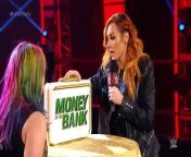 Raw Women’s Champion Becky Lynch reveals that she’s pregnant and that she requested that WWE make the Women’s Money in the Bank Ladder Match for her title.