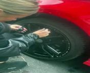 Occurred on March 9, 2024 / Barrow, England, UK&#60;br/&#62;&#60;br/&#62;Info: A woman repairs tire rims with black nail polish.