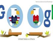 Google Doodle about the World Cup 2014 match United States vs Ghana.