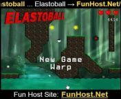At FunHost.Net/elastoball, Snap Elastoball around levels to collect the stars. Don&#39;t leave any stars behind! Click and drag Elastoball&#39;s elastic to move him around the level. Double click the play area to shoot your weapon. Hold shift if you feel the camera is moving too slowly for you. Stay inside the visible play area, or you lose a life. Make sure to collect all the stars. You&#39;ll lose health for each star you miss. Try to shoot Elastoball in directions he is already moving, and use the terrain to bounce as much as possible. I.E. If you are falling and need to go upwards, shoot down and bounce to be most effective. (Ball, Shooting Game) .&#60;br/&#62;&#60;br/&#62;Play Elastoball for Free at FunHost.Net/elastoball on FunHost.Net , The Fun Host of Apps and Games!&#60;br/&#62;&#60;br/&#62;Elastoball : FunHost.Net/elastoball &#60;br/&#62;www: FunHost.Net &#60;br/&#62;Facebook: facebook.com/FunHostApps &#60;br/&#62;Twitter: twitter.com/FunHost &#60;br/&#62;