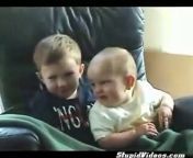 Kid sticks his fingers in his brothers mouth and acts surprised when he&#39;s bitten. Keep this one away from the silverware and the power sockets