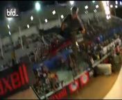 Diogo Canina and Koji Kraft go head to head in this Semi-final heat from the 2008 BMX Big-Air Triples in Costa Mesa, CA.