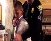 This woman captured the sweet moment that a state trooper jumped into action to help her nephew tie his tie after it came undone prior to a ceremony.