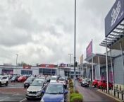 Retail outlets, shops and the car park at Crescent Link Retail Park in Derry.