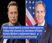 Musk responded to a social media post on Friday that shared U.S. Secretary of State Antony Blinken‘s statement about Ukraine’s future NATO membership.