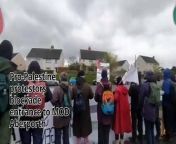60 Palestine protestors block entrance to MOD Aberporth on global day of action from g305 mod to fk2