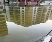 Flooded street in Al Barsha 1 from streets
