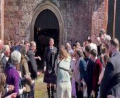 Catherine and Lewis leave Crediton Parish Church, video by Alan Quick