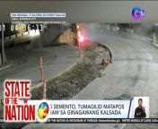 Tumagilid ang isang trailer truck habang nasa pakurbang bahagi ng Labac, Batangas.&#60;br/&#62;&#60;br/&#62;&#60;br/&#62;State of the Nation is a nightly newscast anchored by Atom Araullo and Maki Pulido. It airs Mondays to Fridays at 10:30 PM (PHL Time) on GTV. For more videos from State of the Nation, visit http://www.gmanews.tv/stateofthenation.&#60;br/&#62;&#60;br/&#62;#GMAIntegratedNews #KapusoStream #BreakingNews&#60;br/&#62;&#60;br/&#62;Breaking news and stories from the Philippines and abroad:&#60;br/&#62;GMA Integrated News Portal: http://www.gmanews.tv&#60;br/&#62;Facebook: http://www.facebook.com/gmanews&#60;br/&#62;TikTok: https://www.tiktok.com/@gmanews&#60;br/&#62;Twitter: http://www.twitter.com/gmanews&#60;br/&#62;Instagram: http://www.instagram.com/gmanews&#60;br/&#62;&#60;br/&#62;GMA Network Kapuso programs on GMA Pinoy TV: https://gmapinoytv.com/subscribe