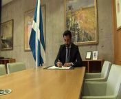Humza Yousaf has signed a letter to the King tendering his resignation as Scotland&#39;s first minister. It comes as John Swinney was elected as the SNP&#39;s new leader. Mr Swinney, 60, is expected to become first minister later today. Report by Kennedyl. Like us on Facebook at http://www.facebook.com/itn and follow us on Twitter at http://twitter.com/itn