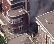 Aerial video of building explosion, collapse at Minnehaha Academy&#39;s upper campus in Minneapolis