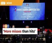 The businessman who attended the three-day congress says many resolutions tabled were ‘hollow, generic and rhetorical’.&#60;br/&#62;&#60;br/&#62;&#60;br/&#62;Read More: &#60;br/&#62;https://www.freemalaysiatoday.com/category/nation/2024/03/09/bumi-economic-congress-more-misses-than-hits-says-business-leader/&#60;br/&#62;&#60;br/&#62;&#60;br/&#62;Laporan Lanjut: &#60;br/&#62;https://www.freemalaysiatoday.com/category/bahasa/tempatan/2024/03/09/matlamat-kabur-kongres-ekonomi-bumiputera-kosong-kata-pemimpin-perniagaan/&#60;br/&#62;&#60;br/&#62;&#60;br/&#62;Free Malaysia Today is an independent, bi-lingual news portal with a focus on Malaysian current affairs.&#60;br/&#62;&#60;br/&#62;Subscribe to our channel - http://bit.ly/2Qo08ry&#60;br/&#62;------------------------------------------------------------------------------------------------------------------------------------------------------&#60;br/&#62;Check us out at https://www.freemalaysiatoday.com&#60;br/&#62;Follow FMT on Facebook: https://bit.ly/49JJoo5&#60;br/&#62;Follow FMT on Dailymotion: https://bit.ly/2WGITHM&#60;br/&#62;Follow FMT on X: https://bit.ly/48zARSW &#60;br/&#62;Follow FMT on Instagram: https://bit.ly/48Cq76h&#60;br/&#62;Follow FMT on TikTok : https://bit.ly/3uKuQFp&#60;br/&#62;Follow FMT Berita on TikTok: https://bit.ly/48vpnQG &#60;br/&#62;Follow FMT Telegram - https://bit.ly/42VyzMX&#60;br/&#62;Follow FMT LinkedIn - https://bit.ly/42YytEb&#60;br/&#62;Follow FMT Lifestyle on Instagram: https://bit.ly/42WrsUj&#60;br/&#62;Follow FMT on WhatsApp: https://bit.ly/49GMbxW &#60;br/&#62;------------------------------------------------------------------------------------------------------------------------------------------------------&#60;br/&#62;Download FMT News App:&#60;br/&#62;Google Play – http://bit.ly/2YSuV46&#60;br/&#62;App Store – https://apple.co/2HNH7gZ&#60;br/&#62;Huawei AppGallery - https://bit.ly/2D2OpNP&#60;br/&#62;&#60;br/&#62;#FMTNews #BumiputeraEconomiCongress #MissesThanHits #Failed #BumiputeraPlan