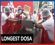 Indian company makes longest dosa in history&#60;br/&#62;&#60;br/&#62;MTR Foods, an Indian company, made the world&#39;s longest dosa, a popular Indian dish. 75 chefs worked together to create a 37.5-meter dosa by pouring batter onto a special pan and rolling it up in sync.&#60;br/&#62;&#60;br/&#62;Video by AFP &#60;br/&#62;&#60;br/&#62;Subscribe to The Manila Times Channel - https://tmt.ph/YTSubscribe &#60;br/&#62;Visit our website at https://www.manilatimes.net &#60;br/&#62; &#60;br/&#62;Follow us: &#60;br/&#62;Facebook - https://tmt.ph/facebook &#60;br/&#62;Instagram - https://tmt.ph/instagram &#60;br/&#62;Twitter - https://tmt.ph/twitter &#60;br/&#62;DailyMotion - https://tmt.ph/dailymotion &#60;br/&#62; &#60;br/&#62;Subscribe to our Digital Edition - https://tmt.ph/digital &#60;br/&#62; &#60;br/&#62;Check out our Podcasts: &#60;br/&#62;Spotify - https://tmt.ph/spotify &#60;br/&#62;Apple Podcasts - https://tmt.ph/applepodcasts &#60;br/&#62;Amazon Music - https://tmt.ph/amazonmusic &#60;br/&#62;Deezer: https://tmt.ph/deezer &#60;br/&#62;Tune In: https://tmt.ph/tunein&#60;br/&#62; &#60;br/&#62;#TheManilaTimes &#60;br/&#62;#worldnews &#60;br/&#62;#india &#60;br/&#62;#guinessworldrecordholder
