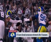 #NFL #Football #AmericanFootball&#60;br/&#62;Aaron Donald announces his retirement after 10 seasons in NFL&#60;br/&#62;&#60;br/&#62;Aaron Donald has announced his retirement from football after 10 NFL seasons, leaving the game despite still being one of the most dominant players in the sport.&#60;br/&#62;Donald had been flirting with retirement for two years. He first hinted his time remaining in the sport was limited during last season&#39;s Super Bowl LVI run, taking months to contemplate whether he would return in 2022.&#60;br/&#62;&#60;br/&#62;Donald went as far as to send the Rams a retirement letter during the offseason, though it was never submitted to the league. The team and Donald then agreed to a restructured contract that made him the highest-paid defensive player in NFL history on an annual basis.&#60;br/&#62;&#60;br/&#62;After being limited to 11 games in 2022, Donald was able to make 16 appearances in 2023 as the Rams returned to the postseason.&#60;br/&#62;&#60;br/&#62;The 32-year-old finished with 53 tackles and eight sacks as he was named first-team All-Pro.&#60;br/&#62;&#60;br/&#62;Donald finishes his career with 111 career sacks, one of just two defensive tackles in NFL history to hit the century mark. He also won three Defensive Player of the Year awards and eight first-team All-Pro selections during his Hall of Fame-worthy career.&#60;br/&#62;&#60;br/&#62;He will go down on the shortlist of greatest players of all time also to walk away well before their prime ended, joining names like Barry Sanders and Calvin Johnson.&#60;br/&#62;