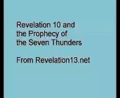 The Prophecy of the Seven Thunders &#60;br/&#62;in the Book of Revelation chapter 10. The Book of Revelation, the last chapter of the Bible, describes some disastrous events including the Four Horsemen of the Apocalypse. Some people think that the Book of Revelation events are now occurring in the world. In Revelation 10 there is mention of the Seven Thunders. But it is not explained what the Seven Thunders are. &#60;br/&#62;Using the King James version English Bible Code, I explain in this video that the 7 thunders may be 7 pieces of an asteroid or comet hitting earth. &#60;br/&#62;From the Revelation13.net web site, for more on this see Revelation13.net (Revelation 13: Prophecies of the Future, Astrology, Nostradamus, Bible Prophecy, the King James version English Bible Code). &#60;br/&#62;Copyright 2009 by T. Chase.