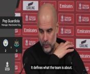 Man City boss Pep Guardiola reacts to reaching six consecutive FA Cup semi-finals after beating Newcastle