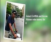 Jakari Griffith a recreational cyclist and bike commuter has raised money for charity Bikes Not Bombs that sends used bicycles to Africa.