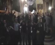Around 100 priests from rival groups have clashed inside the Basilica of the Nativity in Bethlehem, where Jesus is believed to have been born. Report by Mark Morris.