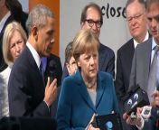 President Obama and German Chancellor Angela Merkel toured the Hannover Messe trade fair, where they both tried on virtual reality goggles.