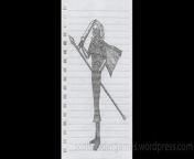A pencil sketch, of an amazon warrior. Drawn by Scott Snider. Uploaded 04-09-2024.