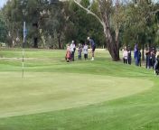 Lucas Herbert chip shot on the par-three sixth hole at 2024 Axedale Pro-Am from video download youtube chip