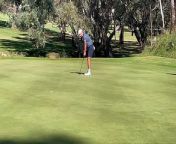 Lucas Herbert eagle putt on the par-four second hole at 2024 Axedale Pro-Am from natok second hand