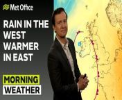 Blustery with outbreaks of rain, locally heavy across Wales, southwest England and Northern Ireland whilst further east, it will be dry and warm with sunny spells– This is the Met Office UK Weather forecast for the morning of 30/04/24. Bringing you today’s weather forecast is Alex Deakin&#60;br/&#62;