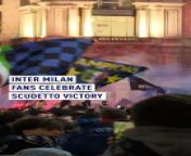Fans gathered in Milan’s Piazza del Duomo to celebrate Inter Milan winning the league. They won it by beating bitter rivals AC Milan in their shared San Siro stadium – and also overtook their neighbors with a 20th league title.